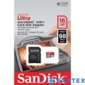 SANDISK ULTRA microSDHC 16 GB 98MB/s A1 Cl.10 UHS-I + ADAPTER