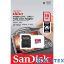 SANDISK ULTRA microSDHC 16 GB 98MB/s A1 Cl.10 UHS-I + ADAPTER