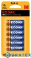 6x Bateria Kodak MAX SUPER ALKALINE LR6/AA blister